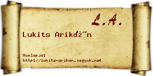 Lukits Arikán névjegykártya